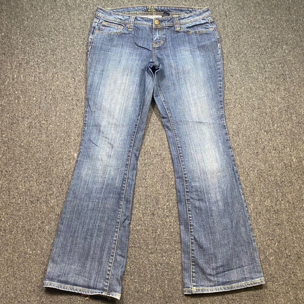 Zco Jeans Bootcut Sz 13 Womens Blue Y2K Low Rise Flap Pocket Flare Denim